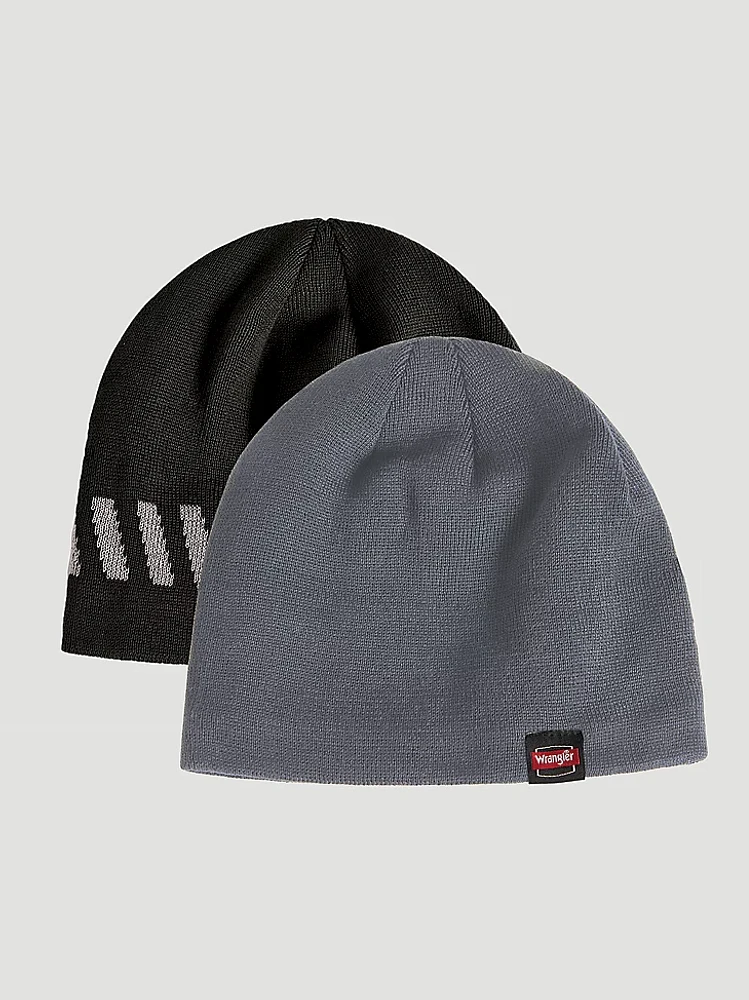 Fleece Lined Workwear Beanie (2-Pack) in Black/Charcoal