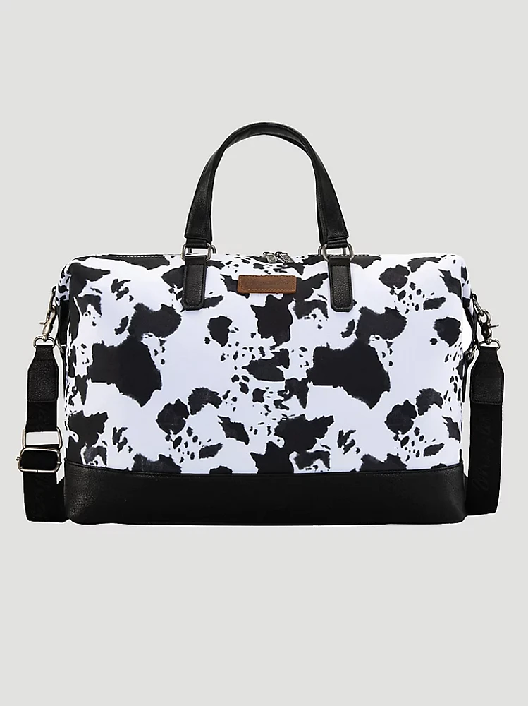 Weekender Cow Print Duffle Bag:Black:One Size