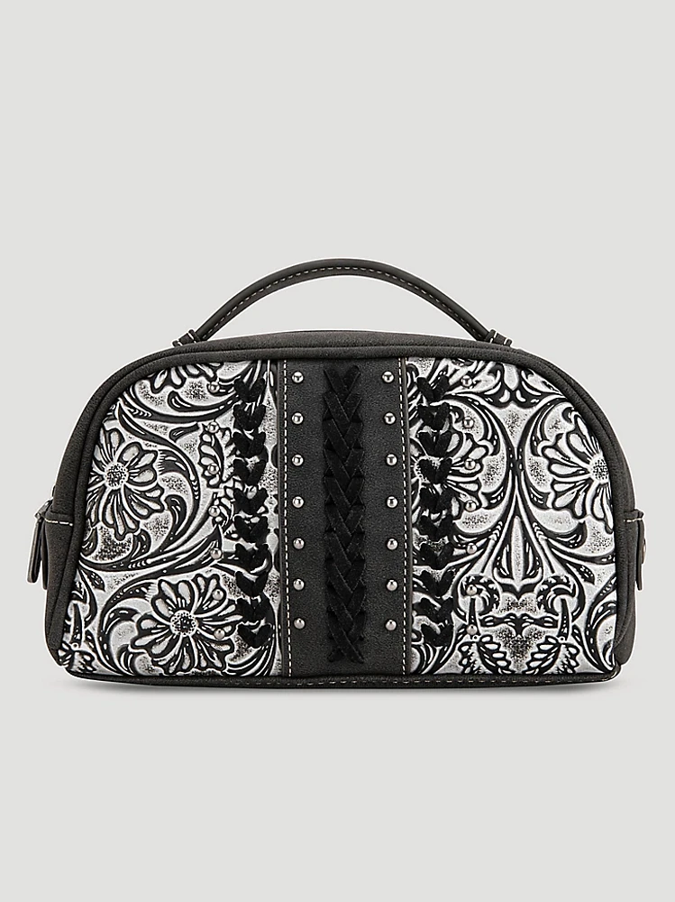 Etched Braided Cosmetic Bag in Black