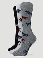 Women's Horse Crew Sock (3-Pack) in Multi Americana