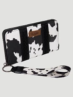 Cow Print Billfold Wallet in Black