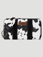 Cow Print Billfold Wallet in Black