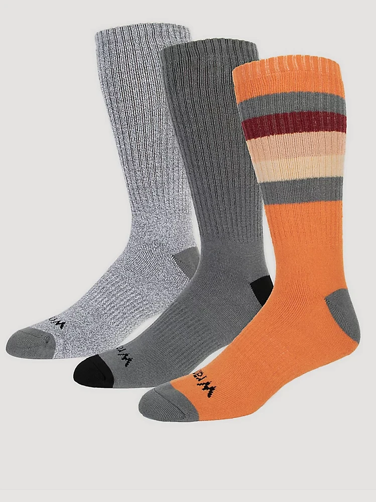 Men's Midweight Crew Socks (3-Pack) in Burnt Orange