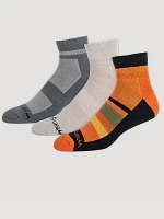 Men's Outdoor Ankle Socks (3-Pack) in Burnt Orange/Grey