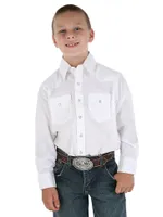 Boy's White Long Sleeve Dress Western Snap Shirt