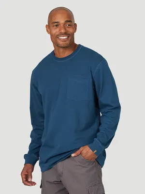 Wrangler® RIGGS Workwear® Long Sleeve 1 Pocket Performance T-Shirt Oxford Blue
