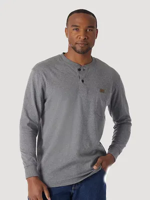 Wrangler® RIGGS Workwear® Long Sleeve Solid Henley Charcoal Grey