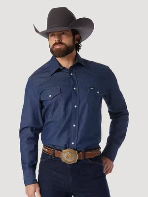 Cowboy Cut® Work Western Rigid Denim Long Sleeve Shirt Indigo