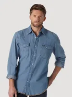 Cowboy Cut® Long Sleeve Western Denim Snap Work Shirt Stonewash