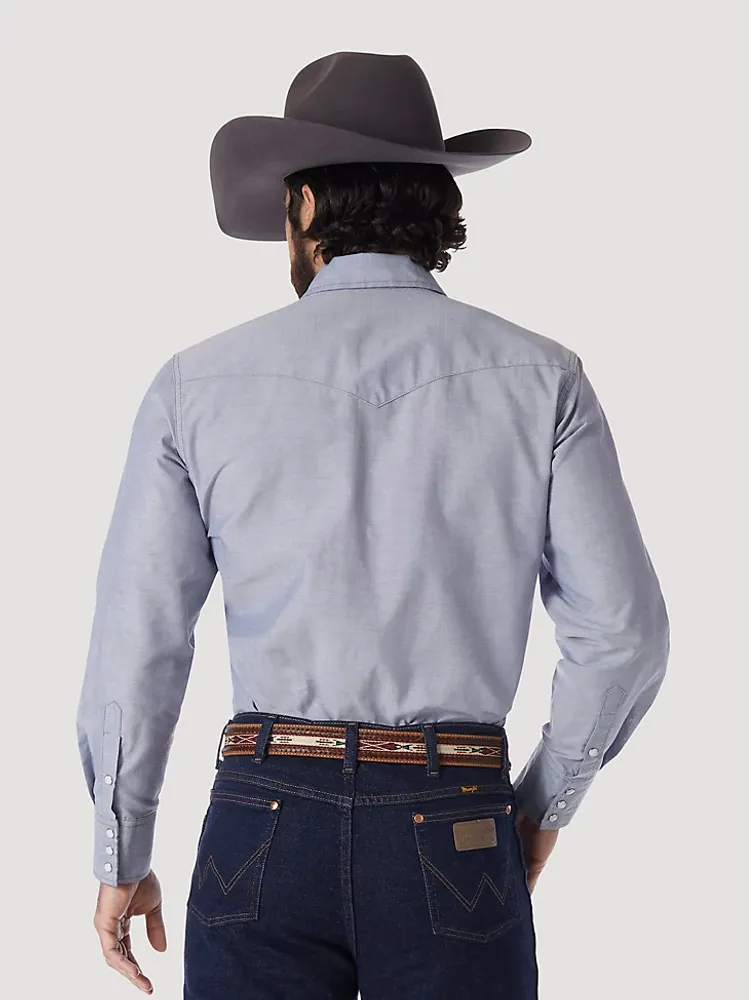 Wrangler Cowboy Cut® Work Western Chambray Long Sleeve Shirt