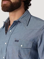 Cowboy Cut® Work Western Indigo Chambray Long Sleeve Shirt