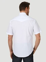 Men's Wrangler® Short Sleeve Solid Western Snap Sport Shirt White