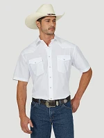 Men's Wrangler® Short Sleeve Solid Western Snap Sport Shirt White