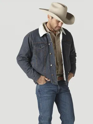 Wrangler® Western Sherpa Lined Denim Trucker Jacket Rustic