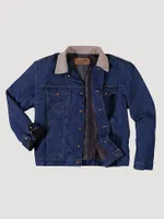 Men's Wrangler® Blanket Lined Corduroy Collar Denim Jacket (Big & Tall) Prewashed Indigo