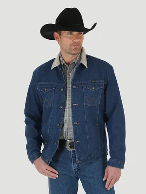 Men's Wrangler® Blanket Lined Corduroy Collar Denim Jacket (Big & Tall) Prewashed Indigo
