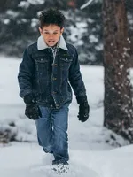 Boy’s Wrangler® Western Styled Sherpa Lined Denim Jacket Rustic Blue