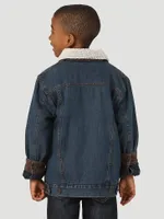 Boy’s Wrangler® Western Styled Sherpa Lined Denim Jacket Rustic Blue