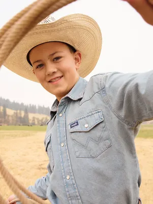 Boy's Cowboy Cut® Western Snap Shirt Denim