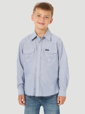 Boy's Cowboy Cut® Western Snap Shirt Blue Chambray