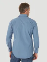 Men's Wrangler® FR Flame Resistant Long Sleeve Western Snap Solid Shirt Blue