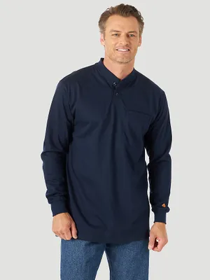 Wrangler® RIGGS Workwear® FR Flame Resistant Long Sleeve Lightweight Henley Navy