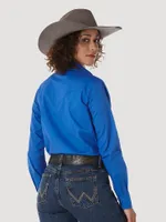 Wrangler® Long Sleeve One Point Front and Back Yokes Solid Top Royal