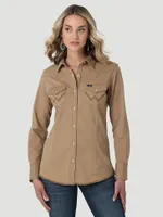 Women's Long Sleeve Western Snap with Front and Back Yokes Solid Top Rawhide