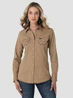 Women's Long Sleeve Western Snap with Front and Back Yokes Solid Top Rawhide