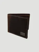 Mens Metal Patch Bi-fold Wallet:Cognac:ONE SIZE