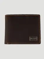 Mens Metal Patch Bi-fold Wallet:Cognac:ONE SIZE