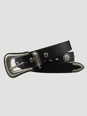 Women's Wrangler® Scalloped 3 Piece Buckle Belt Black