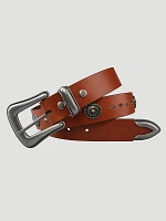 Women's Wrangler® Scalloped 3 Piece Buckle Belt Cognac