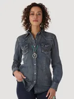 Women’s Long Sleeve Western Snap Denim Top