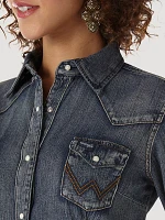 Women’s Long Sleeve Western Snap Denim Top