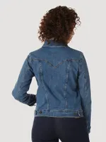 Women's Long Sleeve Classic Fit Denim Jacket Dark