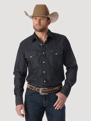 Premium Performance Advanced Comfort Cowboy Cut® Long Sleeve Spread Collar Solid Shirt Denim