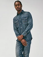 Cowboy Cut® Long Sleeve Western Denim Snap Work Shirt Antique Blue