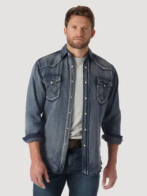 Cowboy Cut® Long Sleeve Western Denim Snap Work Shirt Antique Blue