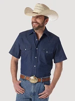 Cowboy Cut® Firm Finish Denim Short Sleeve Work Western Shirt Rigid Indigo