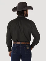 Cowboy Cut® Firm Finish Long Sleeve Western Snap Solid Work Shirt Black Forest Green