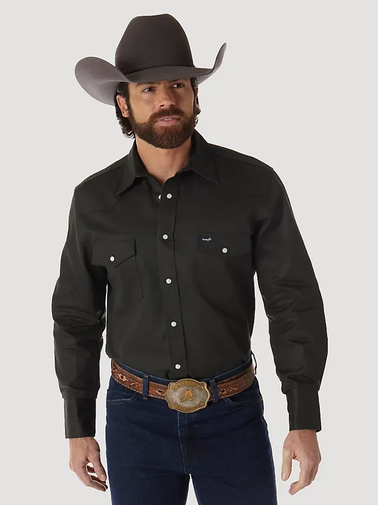 Wrangler Cowboy Cut® Firm Finish Long Sleeve Western Snap Solid