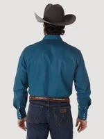 Cowboy Cut® Firm Finish Long Sleeve Western Snap Solid Work Shirt Dark Teal