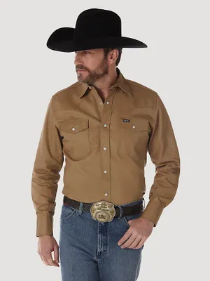 Cowboy Cut® Firm Finish Long Sleeve Western Snap Solid Work Shirt Rawhide