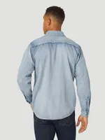 Men's Denim Western Snap Front Shirt Light