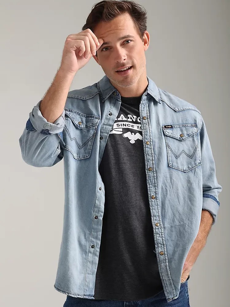 Men's Denim Western Snap Front Shirt