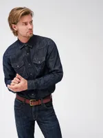 Men's Denim Western Snap Front Shirt Rinse