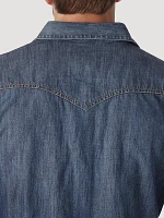 Men’s Wrangler Retro® Long Sleeve Blue Denim Western Shirt