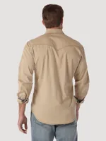 Men's Wrangler® Contrast Trim Western Two Snap Flap Pocket Shirt Tan