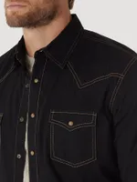 Men's Wrangler Retro® Long Sleeve Western Snap Solid Dobby Shirt